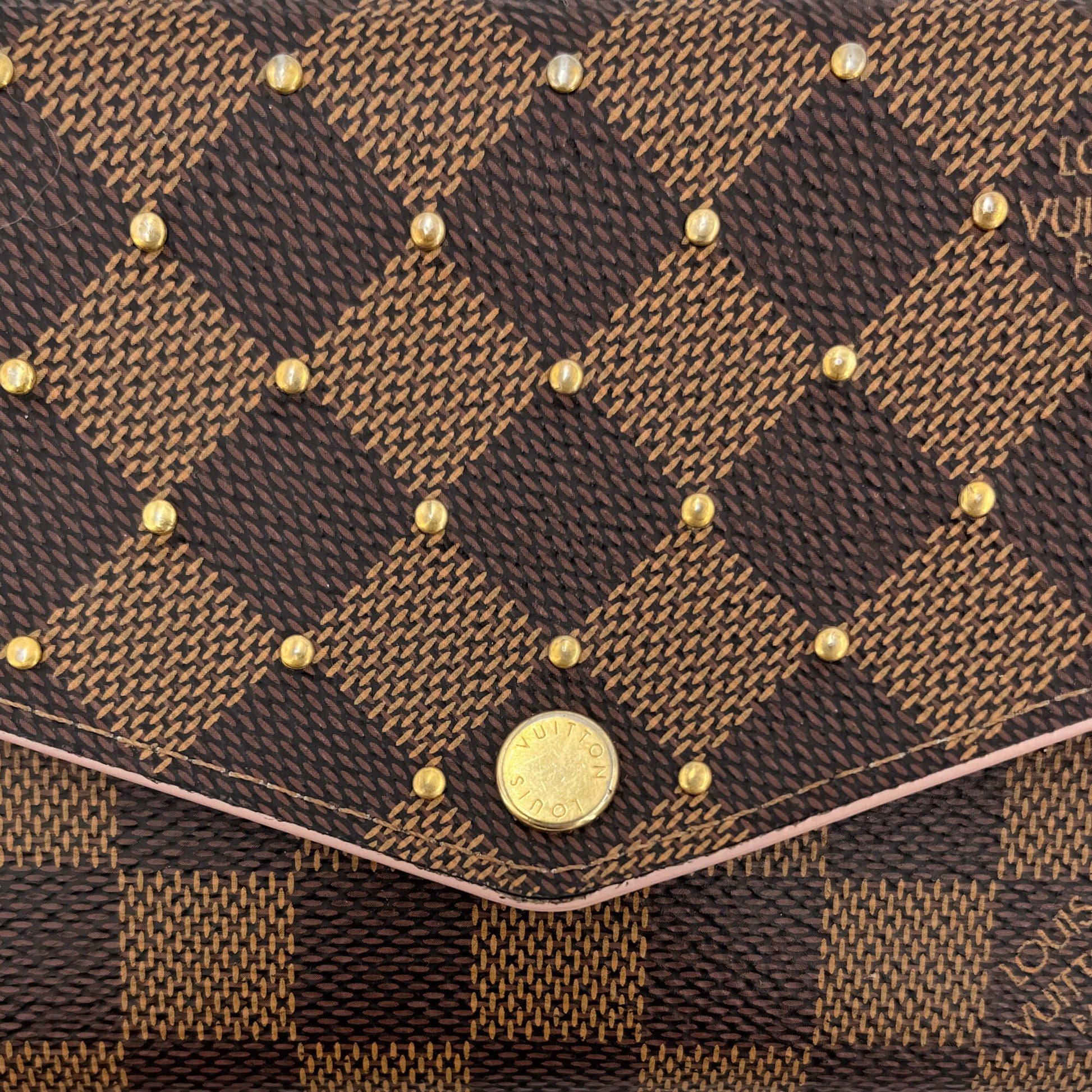 Second hand Louis Vuitton Sarah Studded Canvas Envelope Wallet Damier Ebene - Tabita Bags