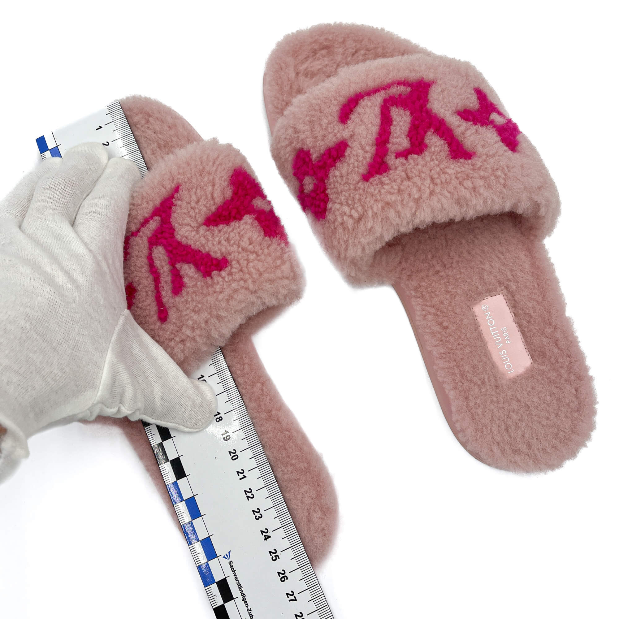 Louis Vuitton Shearling Slippers Fabric Flat Mule 39 Pink - Tabita
