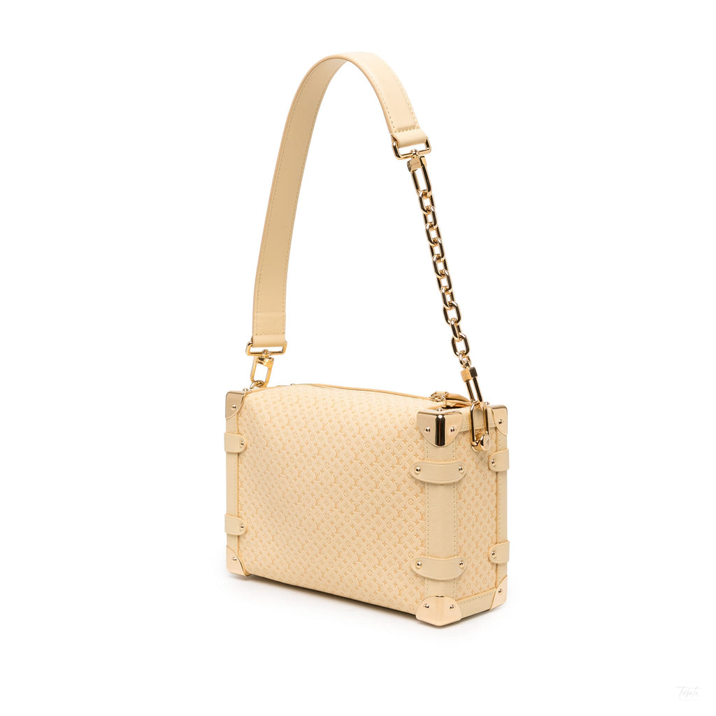 Second hand Louis Vuitton Side Trunk MM Calfskin Minigram Shoulder Bag Yellow - Tabita Bags