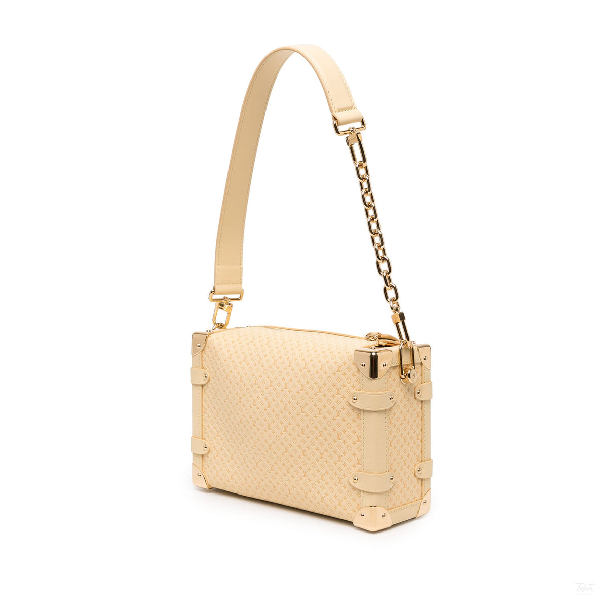 Second hand Louis Vuitton Side Trunk MM Calfskin Minigram Shoulder Bag Yellow - Tabita Bags