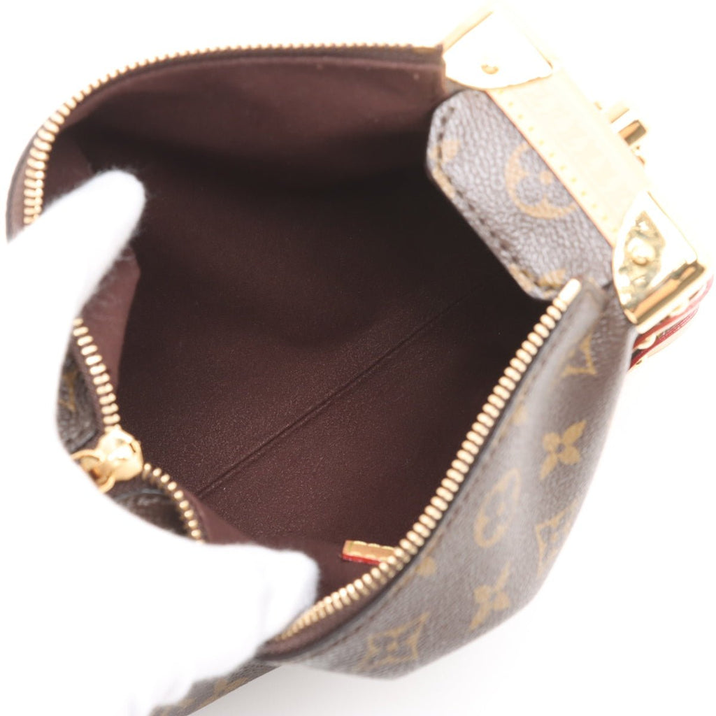 Second hand Louis Vuitton Side Trunk MM Canvas Shoulder Bag Brown - Tabita Bags