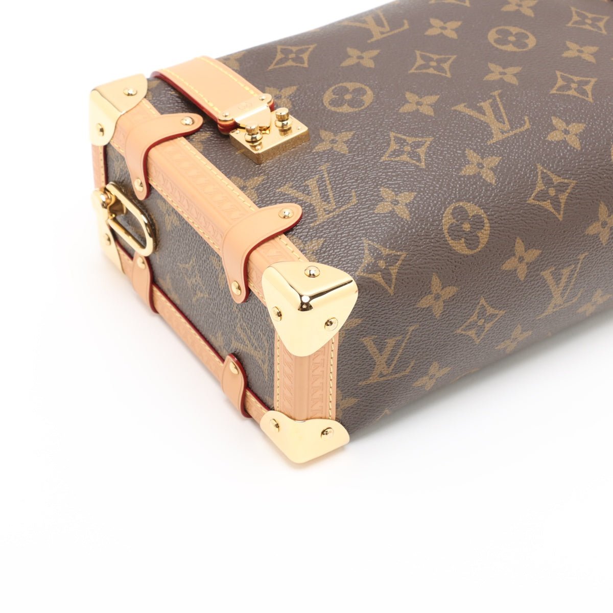 Second hand Louis Vuitton Side Trunk MM Canvas Shoulder Bag Brown - Tabita Bags