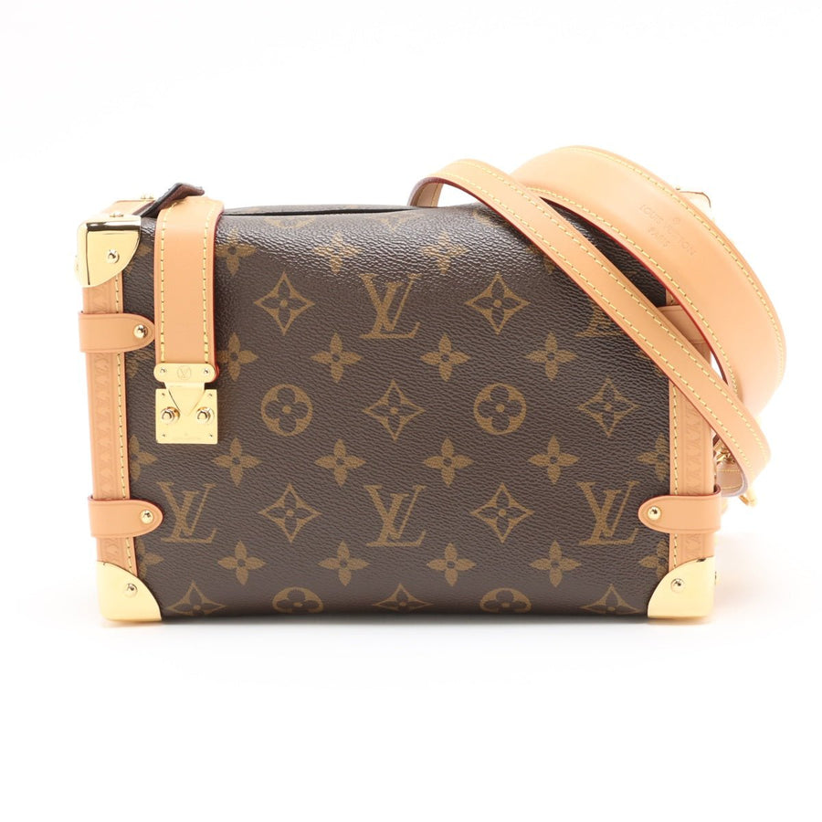 Second hand Louis Vuitton Side Trunk MM Canvas Shoulder Bag Brown - Tabita Bags