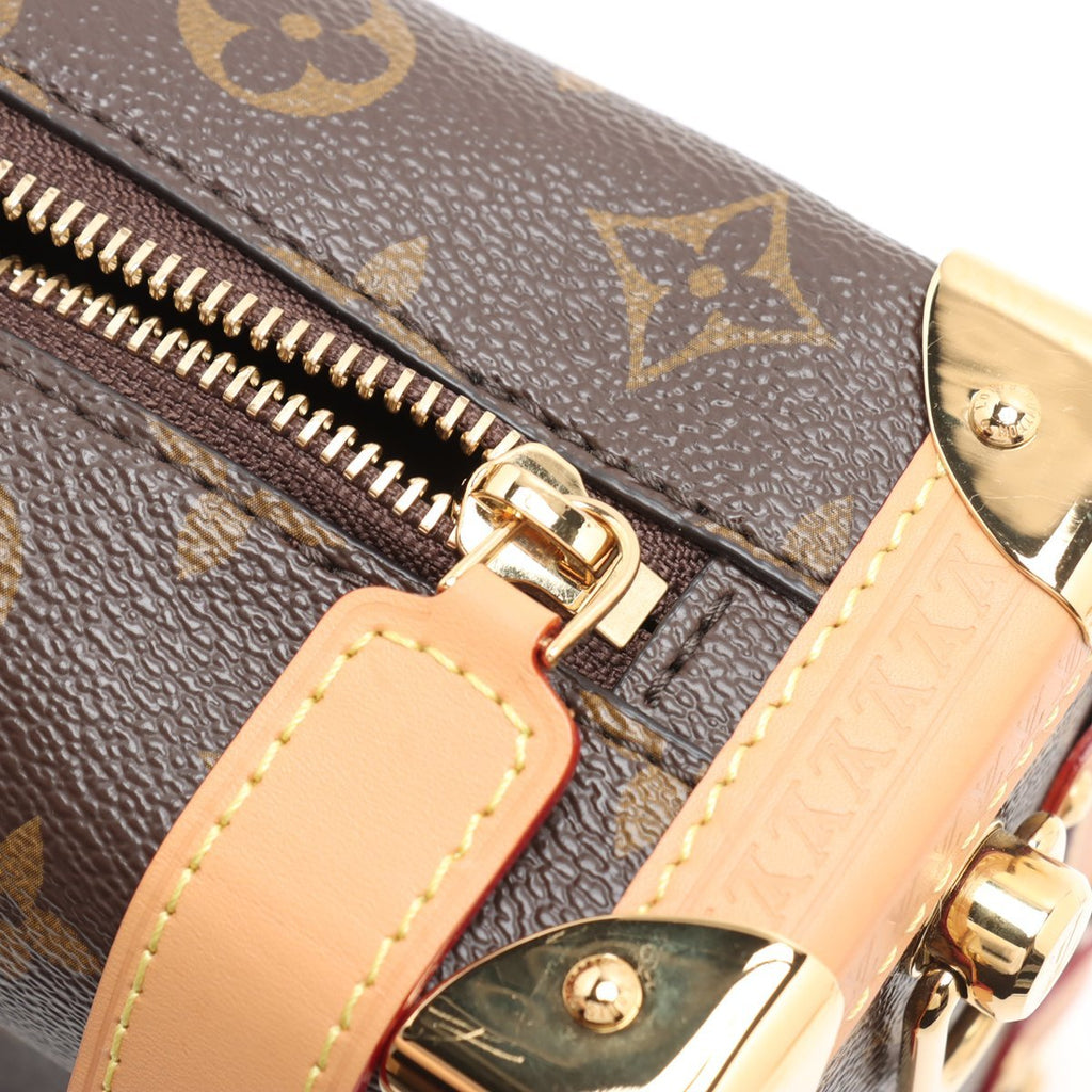 Second hand Louis Vuitton Side Trunk MM Canvas Shoulder Bag Brown - Tabita Bags