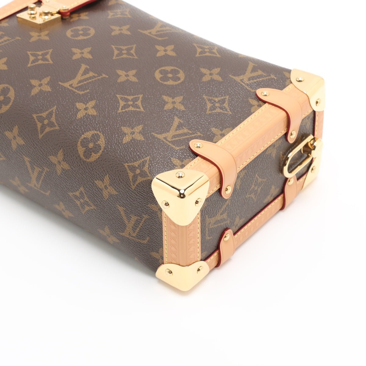 Second hand Louis Vuitton Side Trunk MM Canvas Shoulder Bag Brown - Tabita Bags