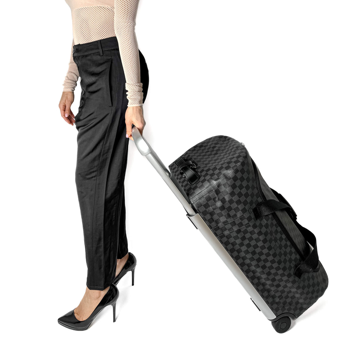 Second hand Louis Vuitton Soft Duffle 65 Canvas Travel Bag Damier Graphite - Tabita Bags