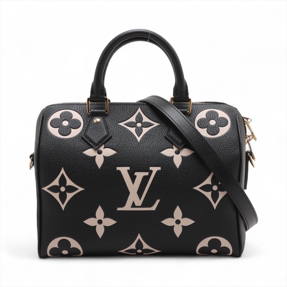 Second hand Louis Vuitton Speedy 25 Bandoulière Empreinte Leather Trunk Bag Black - Tabita Bags