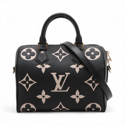 Second hand Louis Vuitton Speedy 25 Bandoulière Empreinte Leather Trunk Bag Black - Tabita Bags