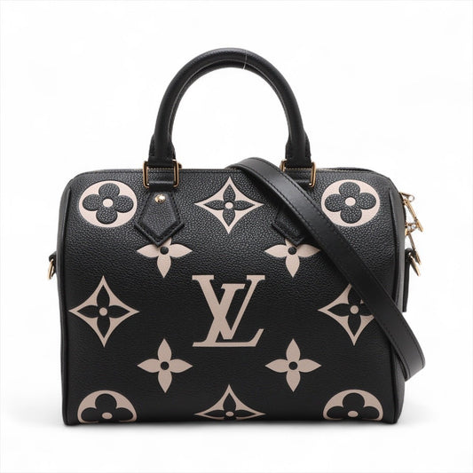 Second hand Louis Vuitton Speedy 25 Bandoulière Empreinte Leather Trunk Bag Black - Tabita Bags