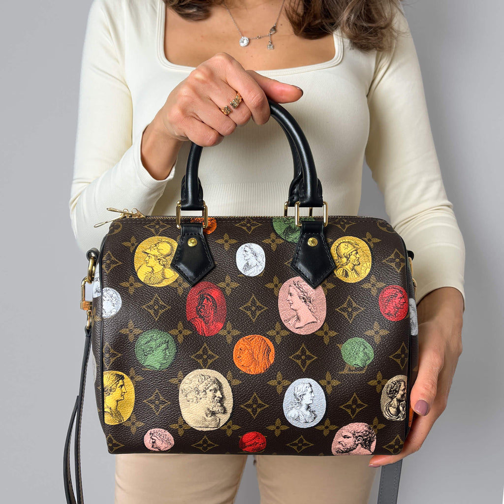 Second hand Louis Vuitton Speedy 25 Bandoulière Fornasetti Canvas Trunk Handbag Monogram - Tabita Bags