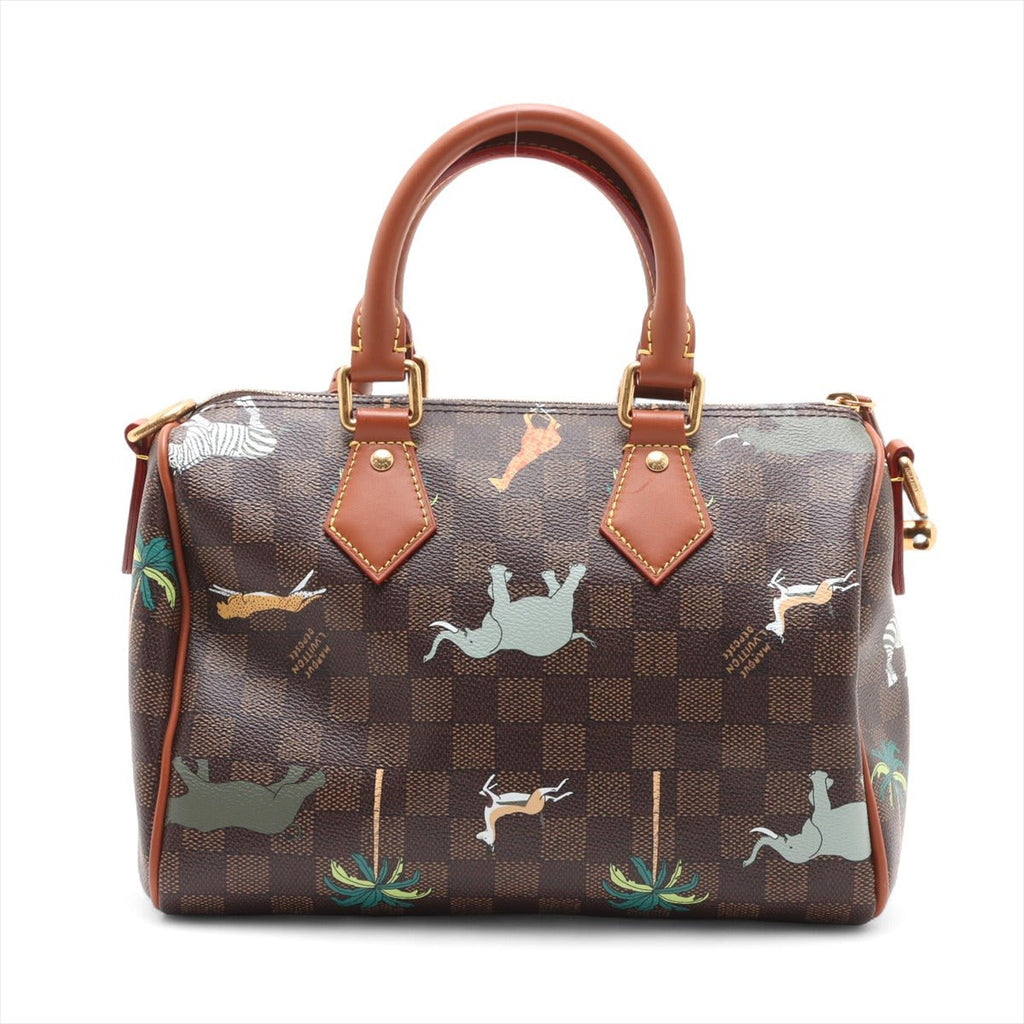 Second hand Louis Vuitton Speedy 25 Canvas Bandoulière The Darjeeling Limited Trunk Handbag Brown - Tabita Bags