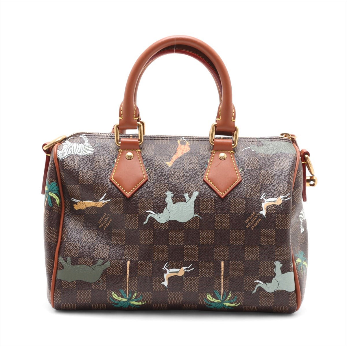 Second hand Louis Vuitton Speedy 25 Canvas Bandoulière The Darjeeling Limited Trunk Handbag Brown - Tabita Bags