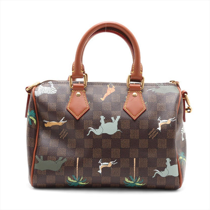 Second hand Louis Vuitton Speedy 25 Canvas Bandoulière The Darjeeling Limited Trunk Handbag Brown - Tabita Bags