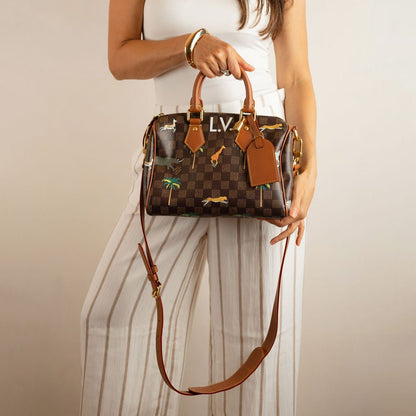 Second hand Louis Vuitton Speedy 25 Canvas Bandoulière The Darjeeling Limited Trunk Handbag Brown - Tabita Bags