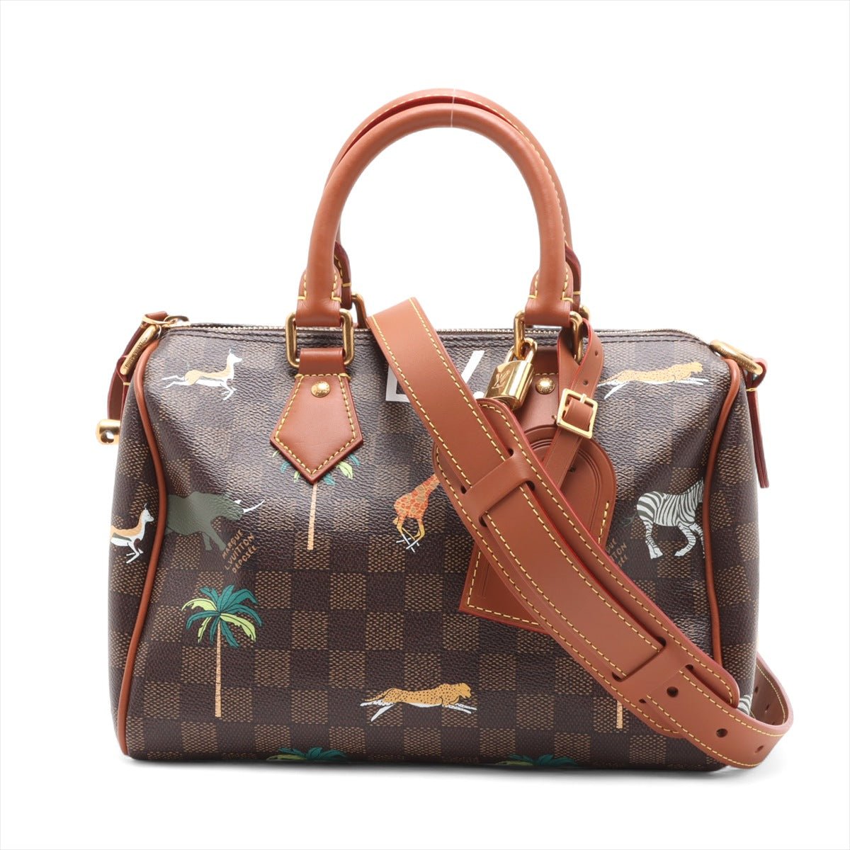 Second hand Louis Vuitton Speedy 25 Canvas Bandoulière The Darjeeling Limited Trunk Handbag Brown - Tabita Bags