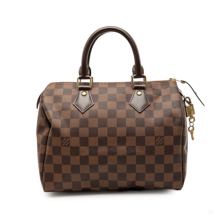 Second hand Louis Vuitton Speedy 25 Canvas Bandoulière Trunk Handbag Damier Ebene - Tabita Bags