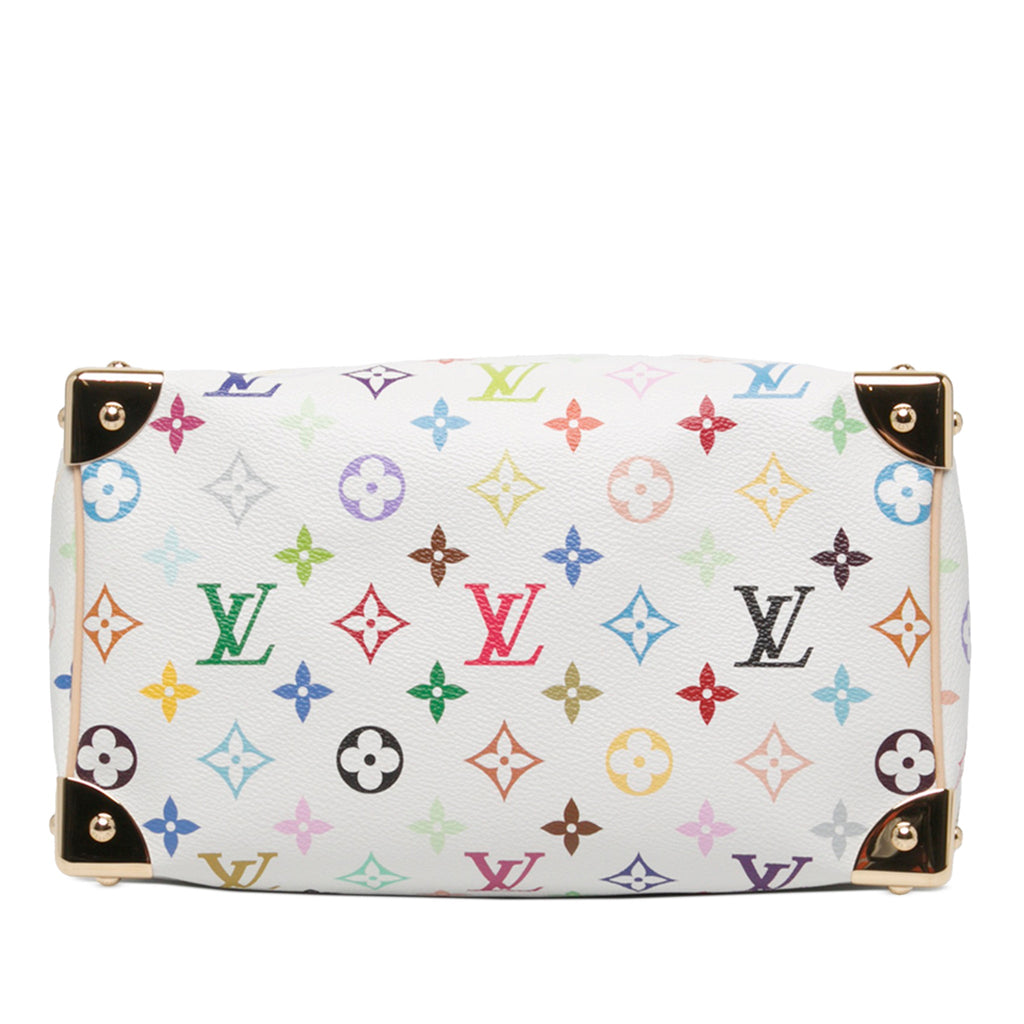 Second hand Louis Vuitton Speedy 25 Canvas Murakami Multicolor Trunk Handbag White - Tabita Bags