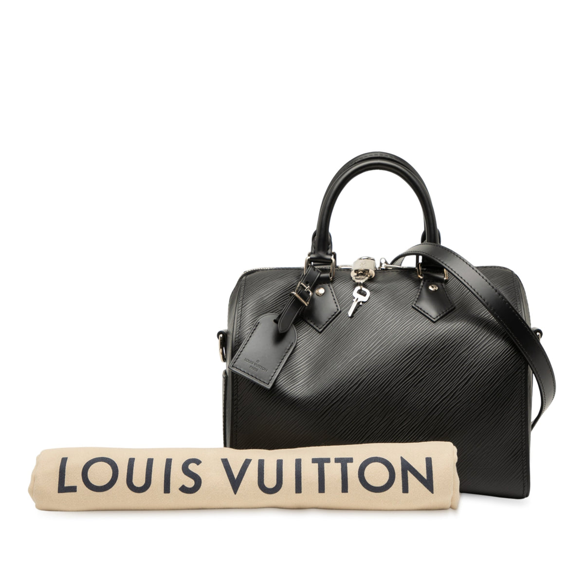 Second hand Louis Vuitton Speedy 25 Epi Leather Bandoulière Trunk Handbag Black - Tabita Bags