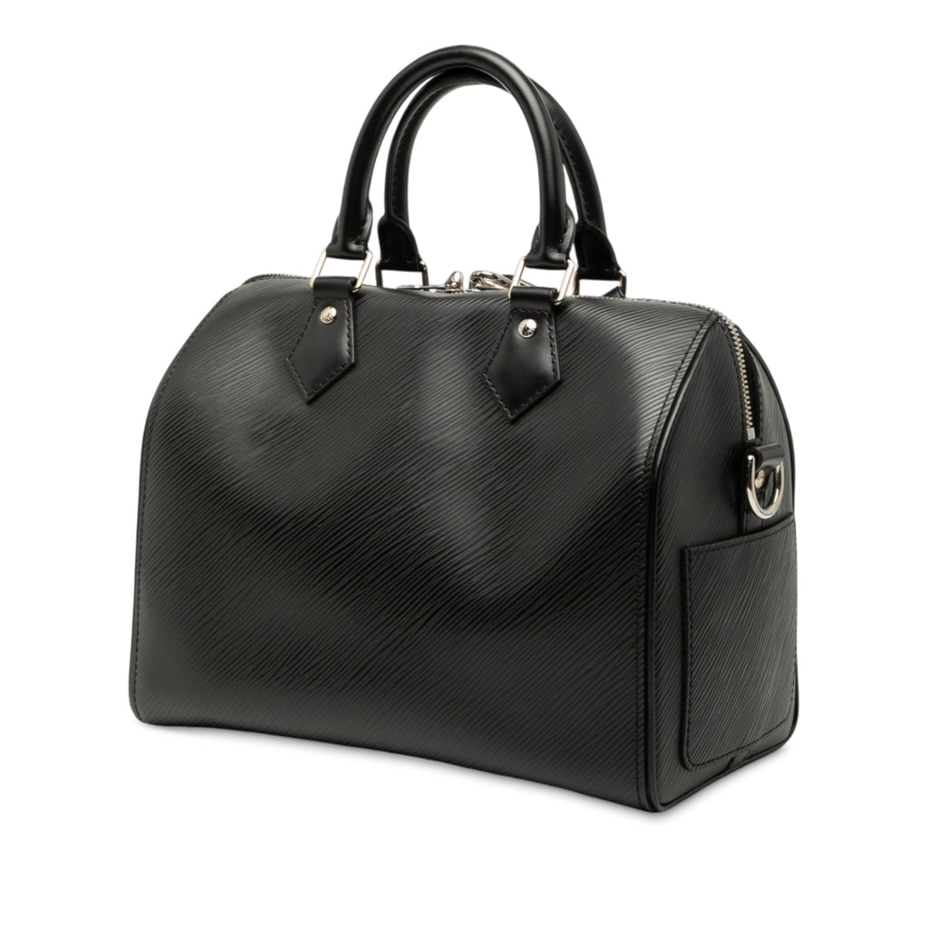 Second hand Louis Vuitton Speedy 25 Epi Leather Bandoulière Trunk Handbag Black - Tabita Bags