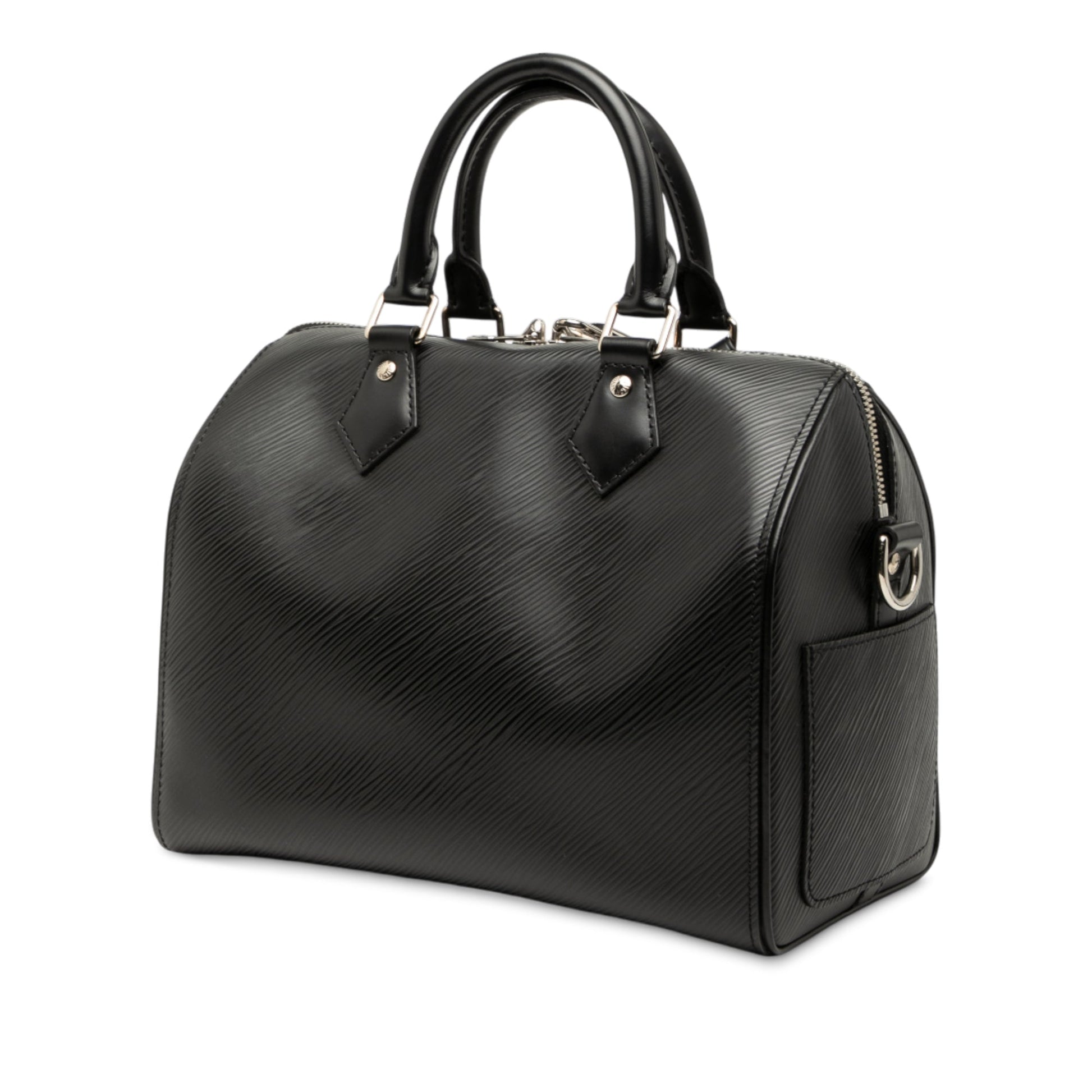 Second hand Louis Vuitton Speedy 25 Epi Leather Bandoulière Trunk Handbag Black - Tabita Bags