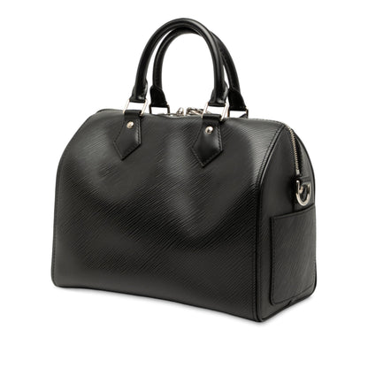 Second hand Louis Vuitton Speedy 25 Epi Leather Bandoulière Trunk Handbag Black - Tabita Bags