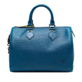 Second hand Louis Vuitton Speedy 25 Epi Leather Trunk Handbag Blue - Tabita Bags