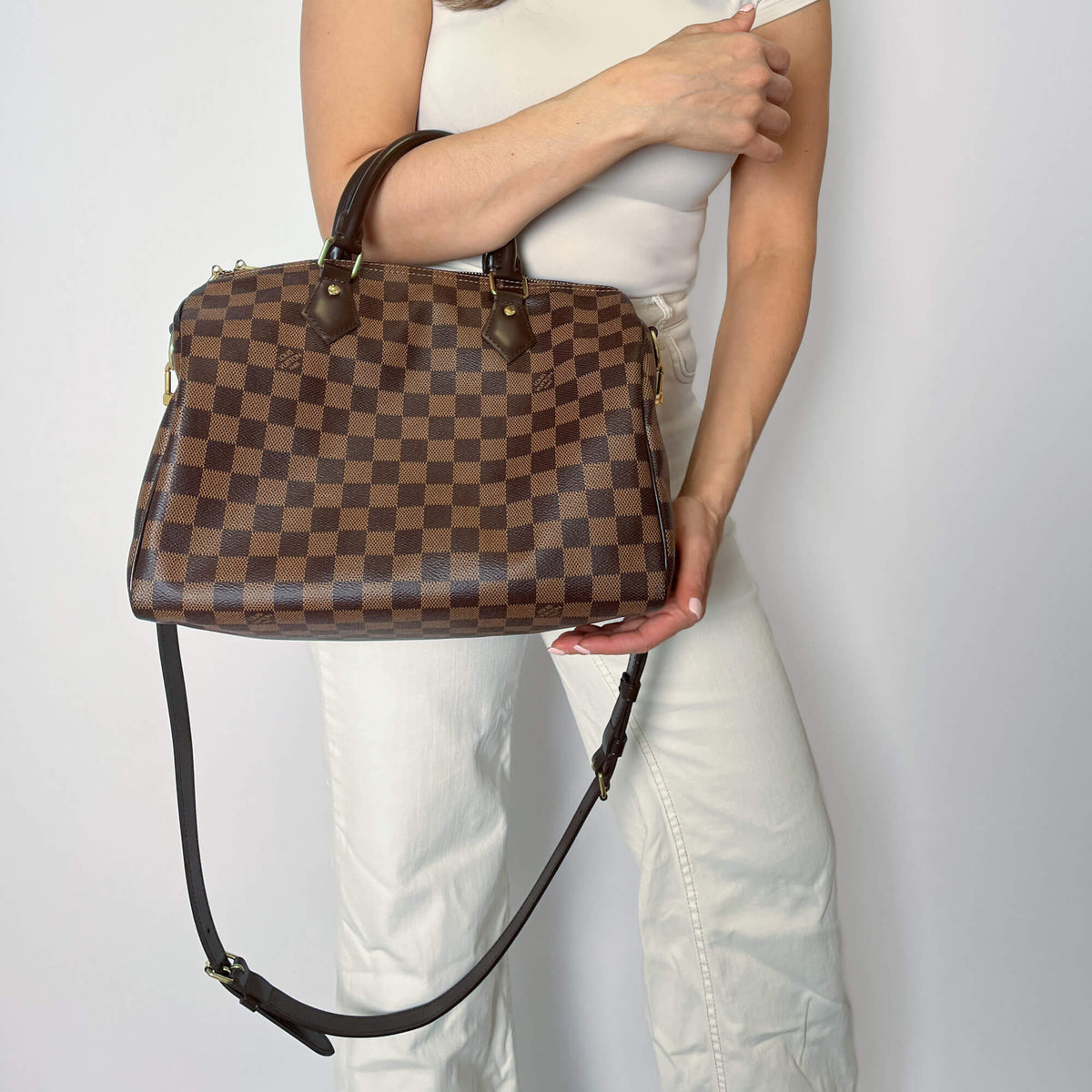 Second hand Louis Vuitton Speedy 30 Bandoulière Canvas Trunk Crossbody Damier Ebene - Tabita Bags