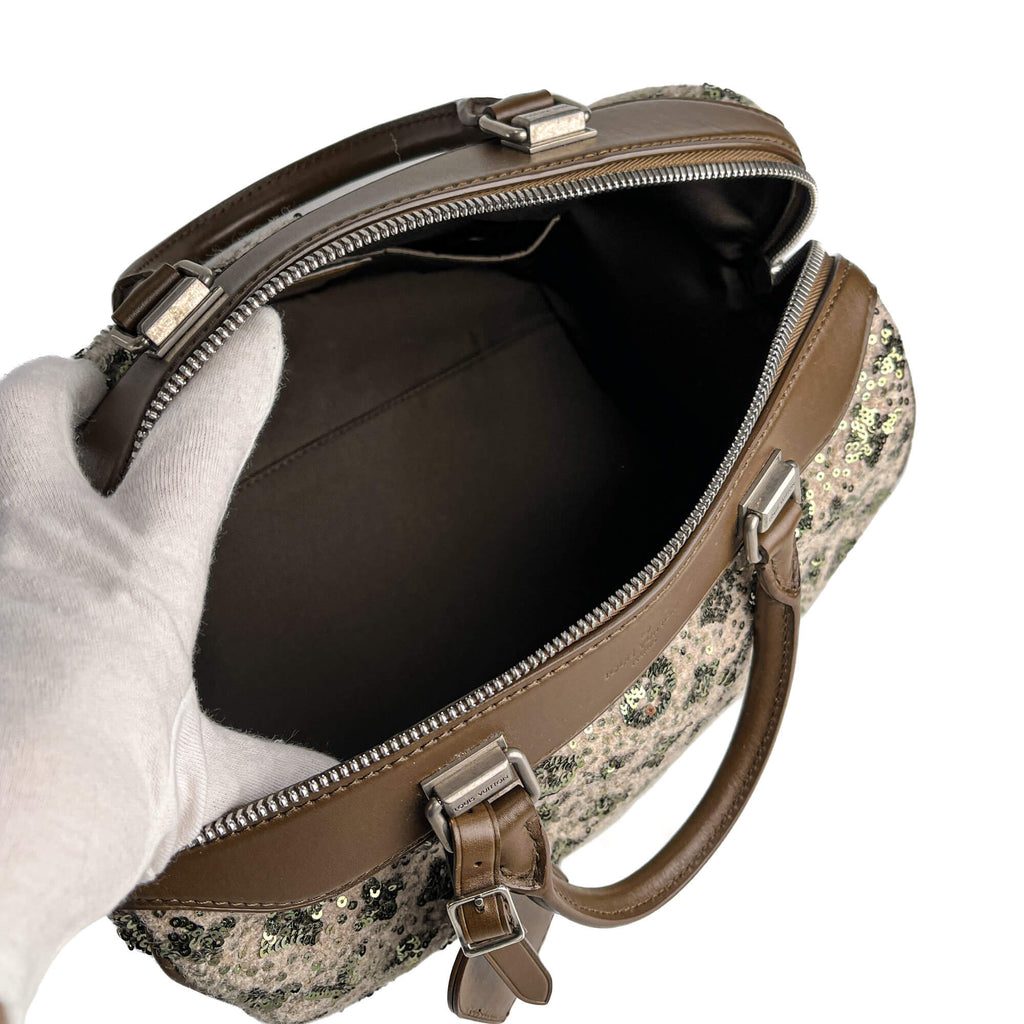 Second hand Louis Vuitton Speedy 30 Canvas Sequin Trunk Handbag Brown - Tabita Bags