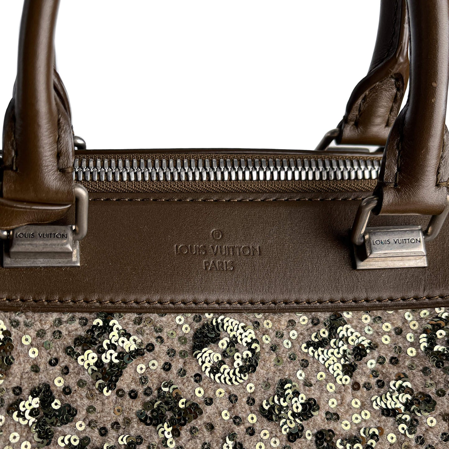 Second hand Louis Vuitton Speedy 30 Canvas Sequin Trunk Handbag Brown - Tabita Bags