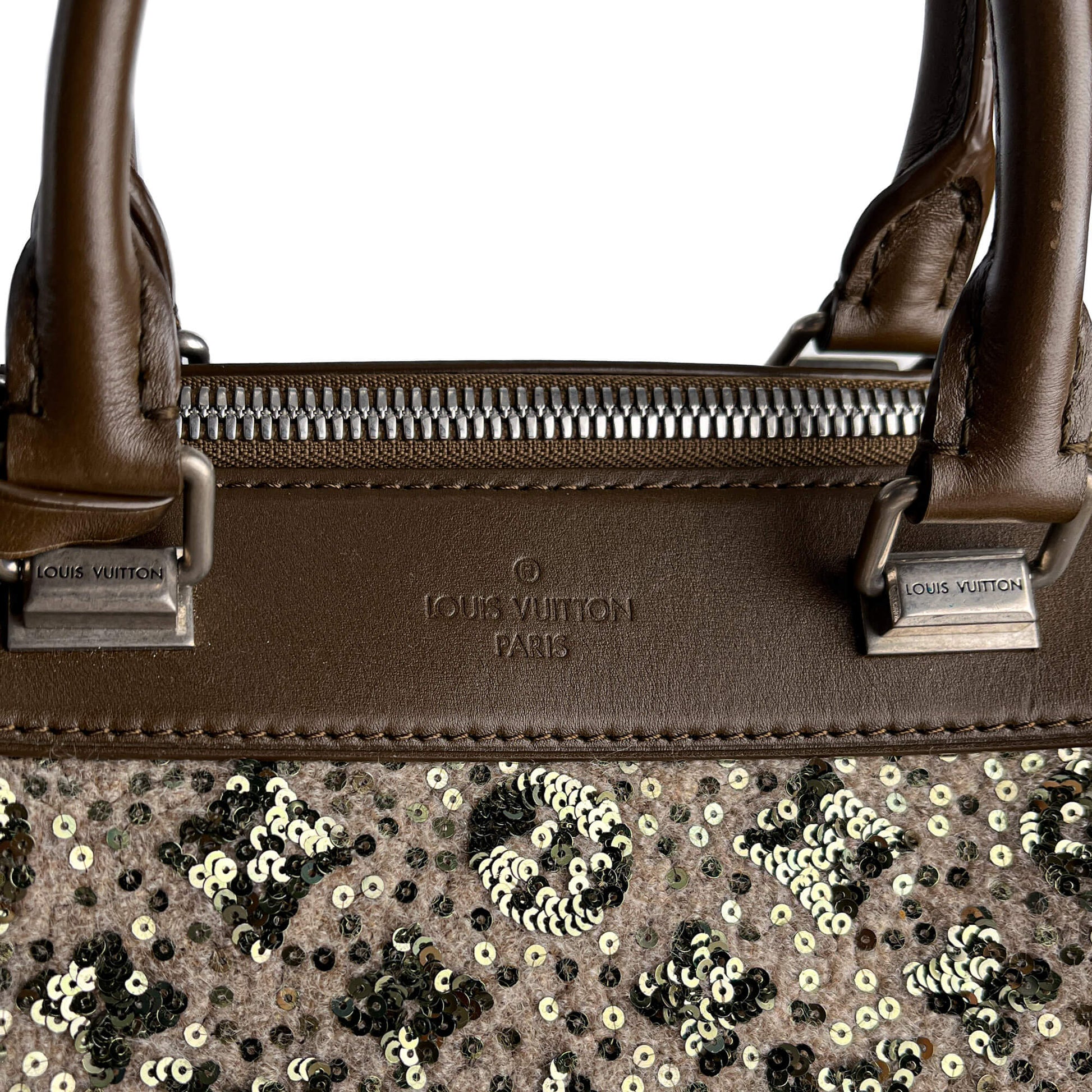 Second hand Louis Vuitton Speedy 30 Canvas Sequin Trunk Handbag Brown - Tabita Bags