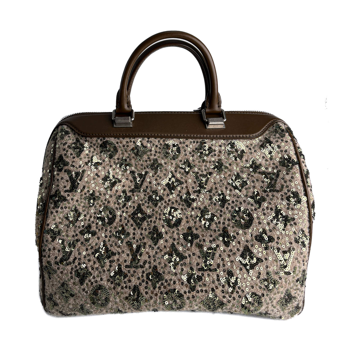 Second hand Louis Vuitton Speedy 30 Canvas Sequin Trunk Handbag Brown - Tabita Bags