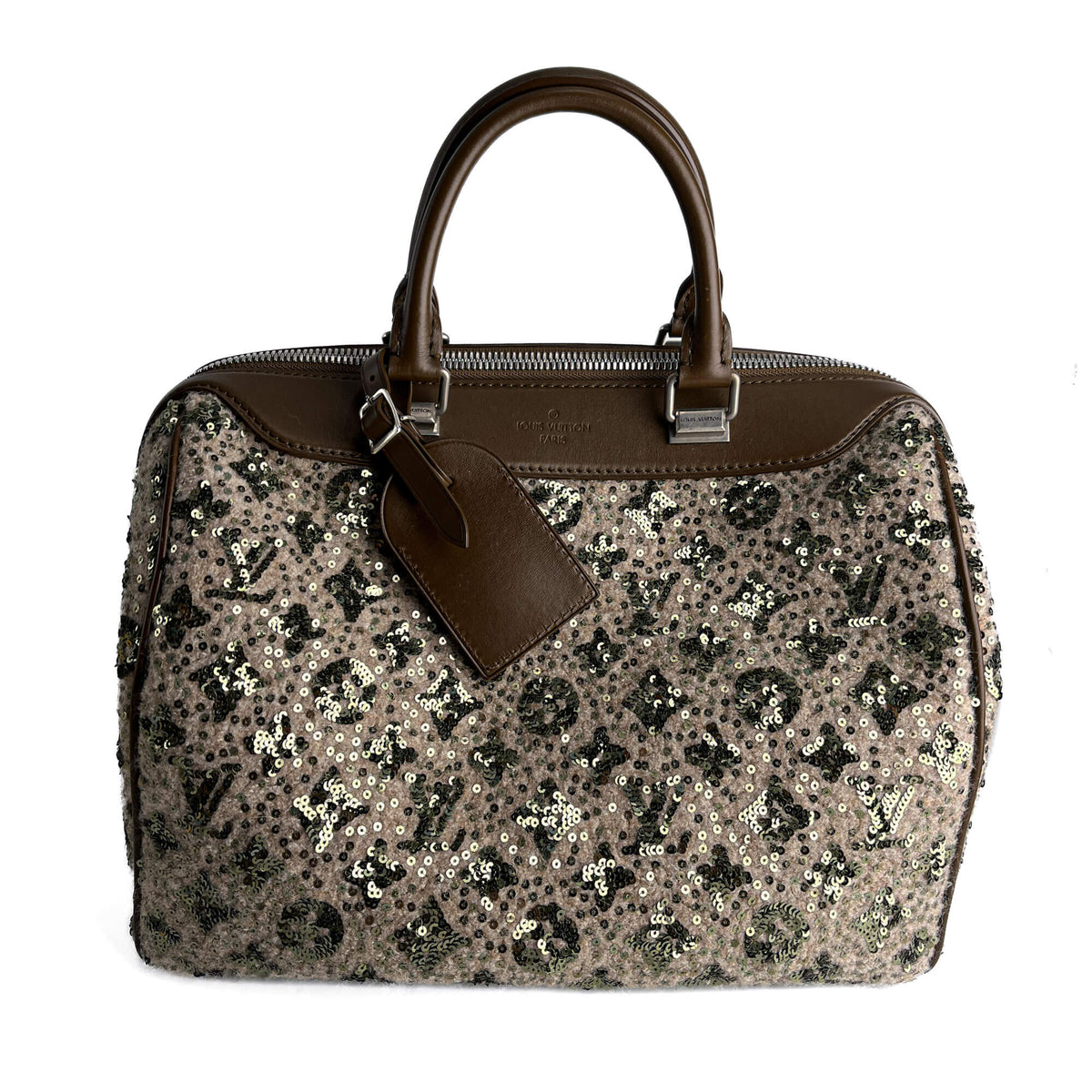 Second hand Louis Vuitton Speedy 30 Canvas Sequin Trunk Handbag Brown - Tabita Bags