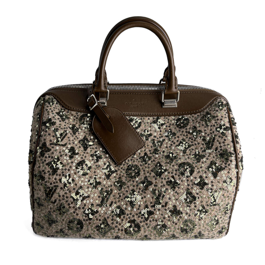 Second hand Louis Vuitton Speedy 30 Canvas Sequin Trunk Handbag Brown - Tabita Bags