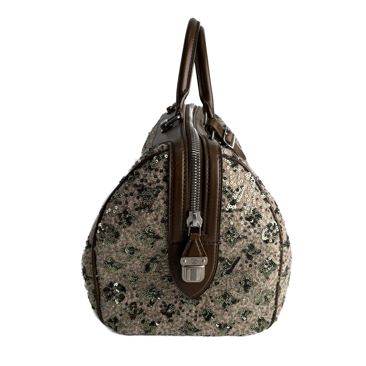 Second hand Louis Vuitton Speedy 30 Canvas Sequin Trunk Handbag Brown - Tabita Bags