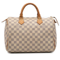 Second hand Louis Vuitton Speedy 30 Canvas Vintage Trunk Handbag Damier Azur - Tabita Bags
