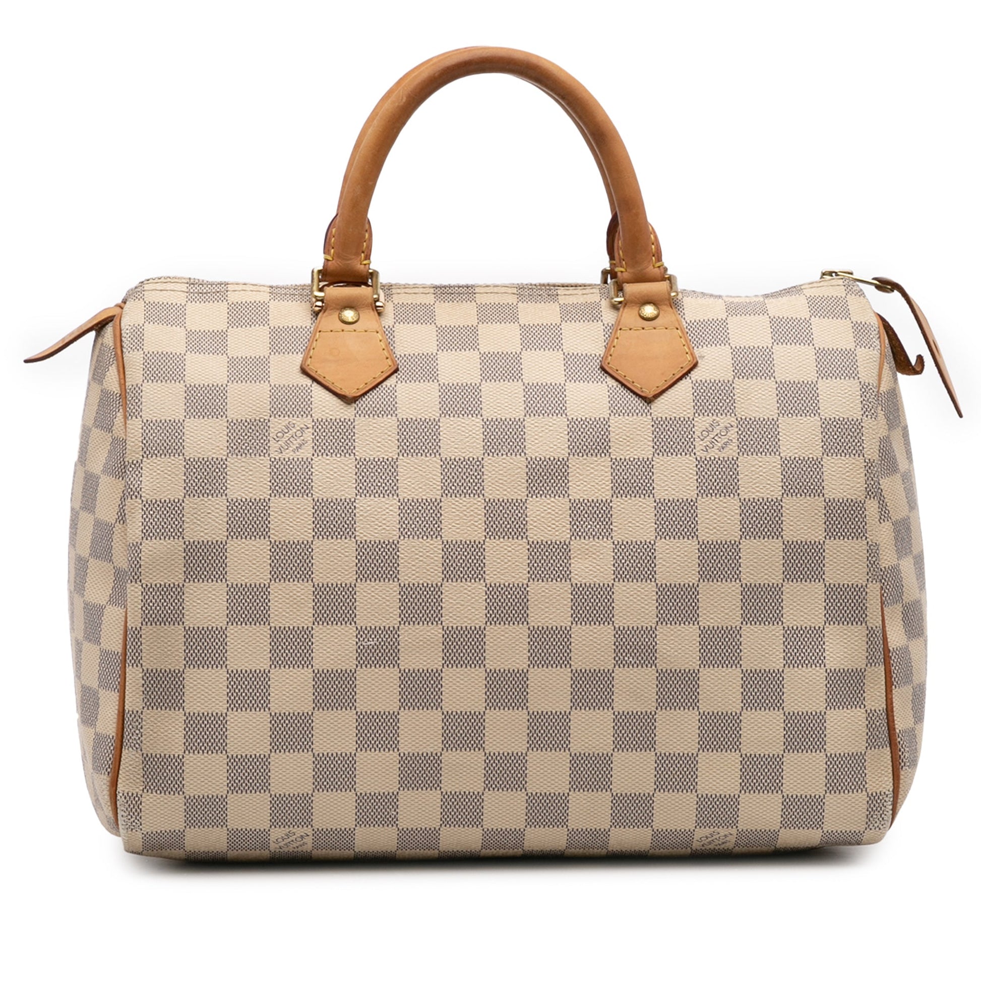 Second hand Louis Vuitton Speedy 30 Canvas Vintage Trunk Handbag Damier Azur - Tabita Bags