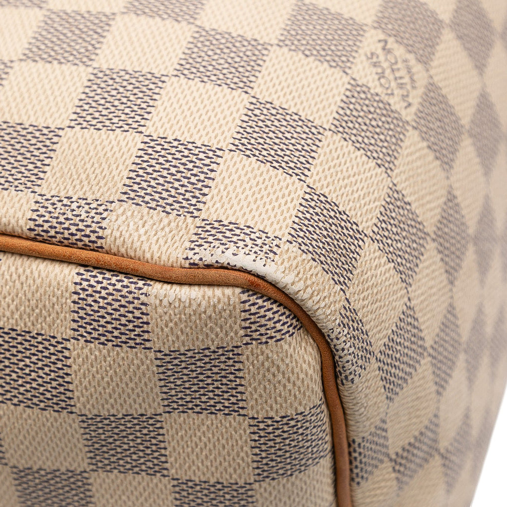 Second hand Louis Vuitton Speedy 30 Canvas Vintage Trunk Handbag Damier Azur - Tabita Bags