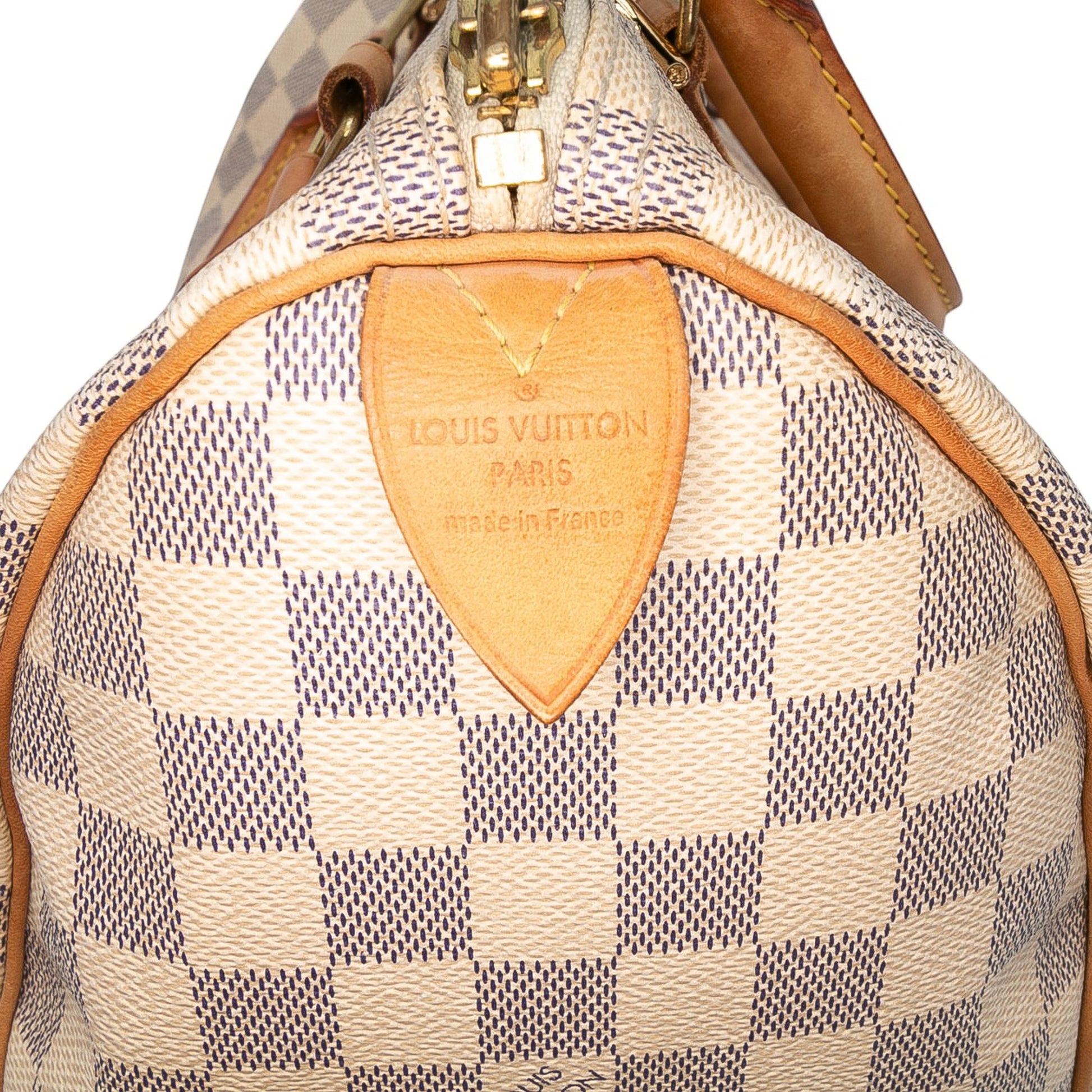 Second hand Louis Vuitton Speedy 30 Canvas Vintage Trunk Handbag Damier Azur - Tabita Bags