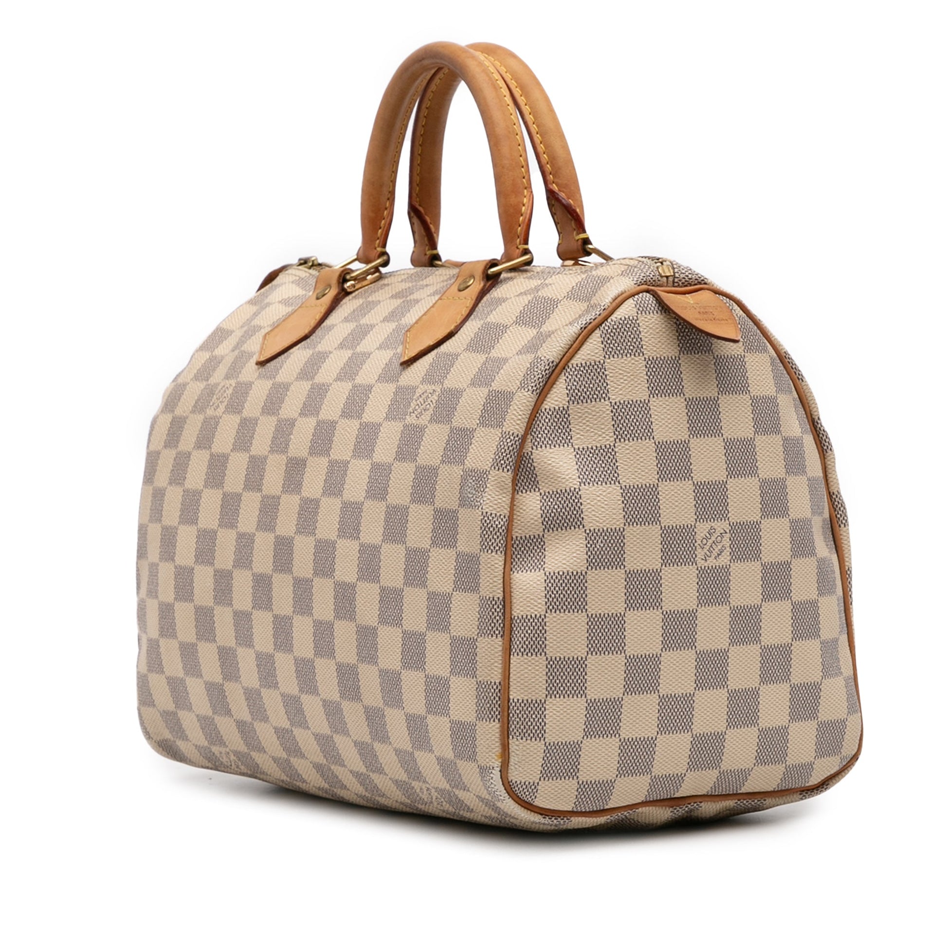 Second hand Louis Vuitton Speedy 30 Canvas Vintage Trunk Handbag Damier Azur - Tabita Bags