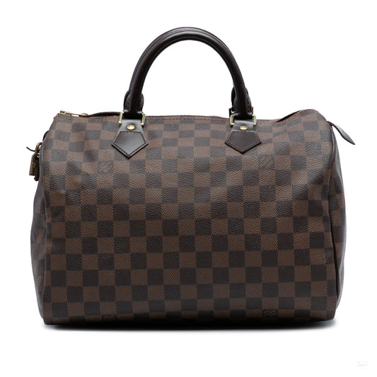Second hand Louis Vuitton Speedy 30 Canvas Vintage Trunk Handbag Damier Ebene - Tabita Bags