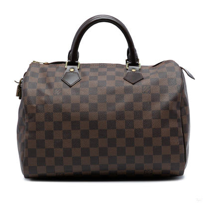 Second hand Louis Vuitton Speedy 30 Canvas Vintage Trunk Handbag Damier Ebene - Tabita Bags
