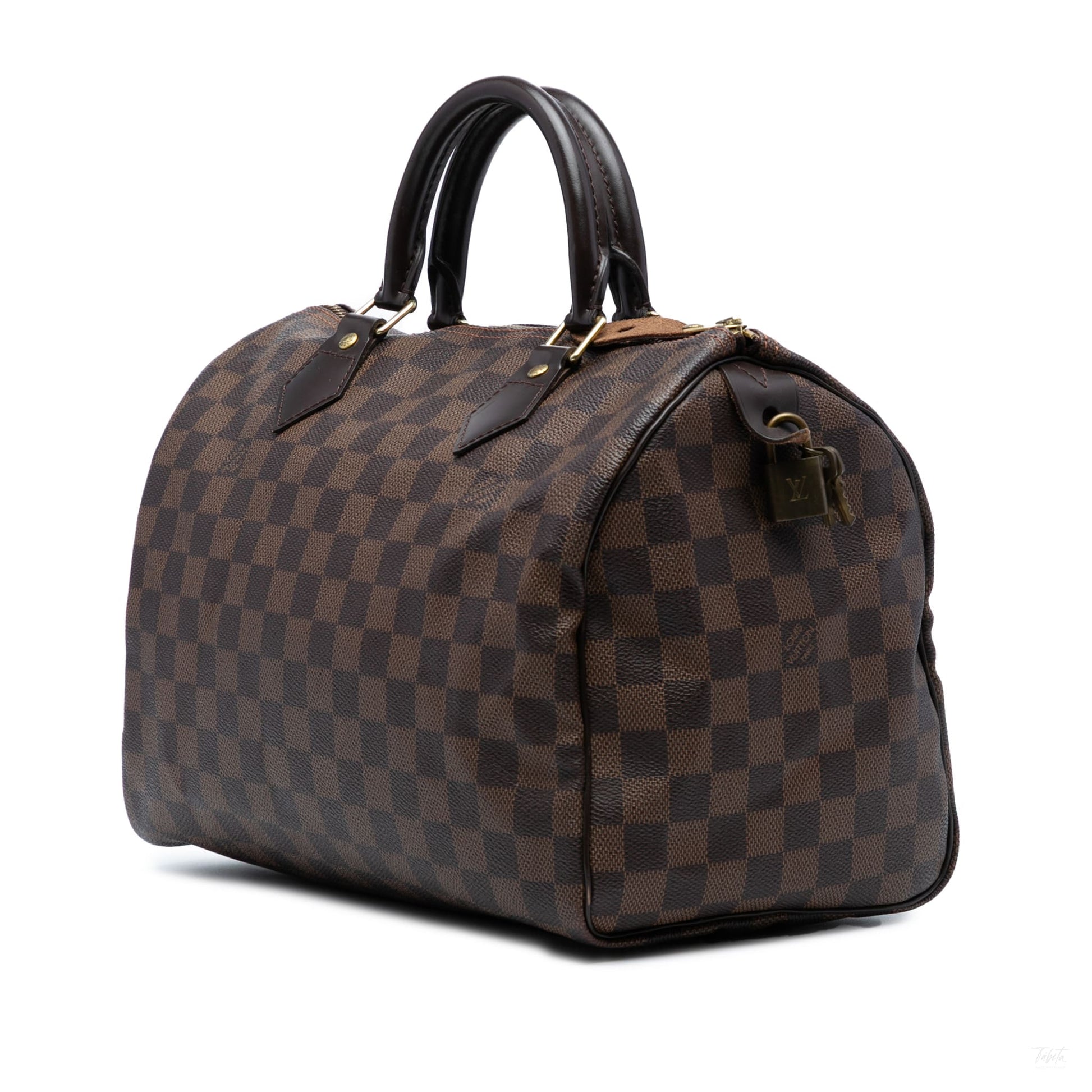 Second hand Louis Vuitton Speedy 30 Canvas Vintage Trunk Handbag Damier Ebene - Tabita Bags