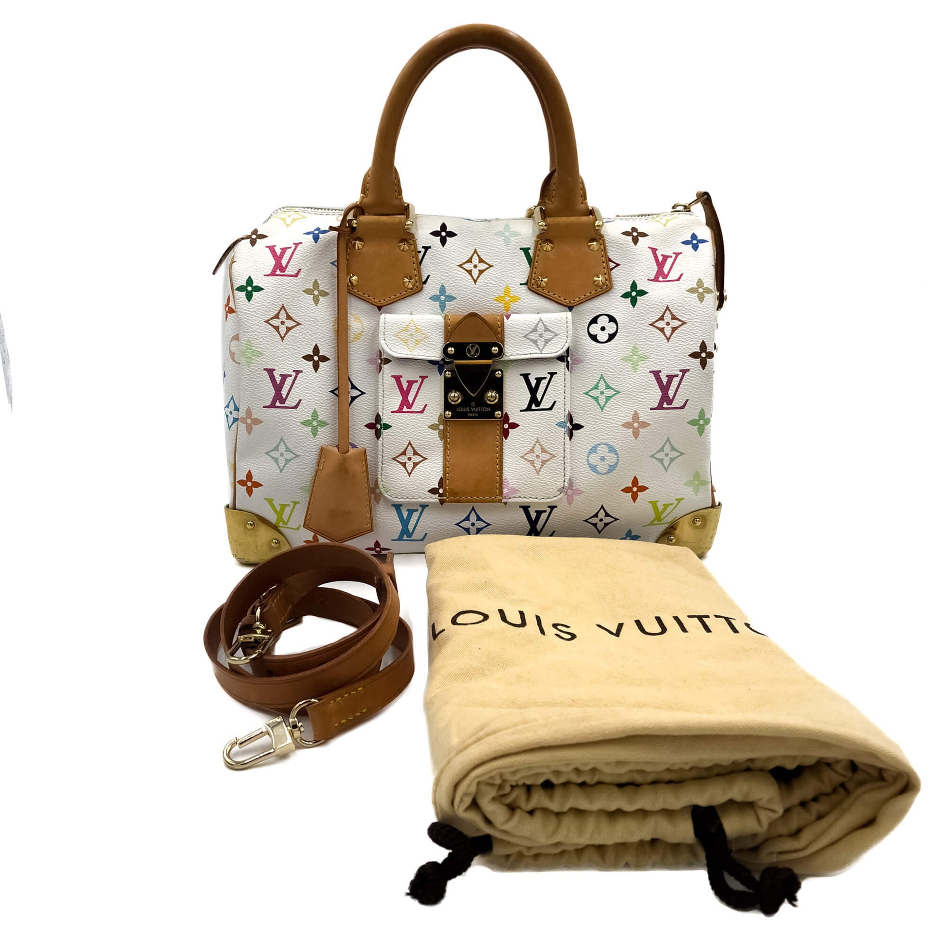 Second hand Louis Vuitton Speedy 30 Murakami Multicolor Canvas 2-Ways Trunk Bag Monogram - Tabita Bags