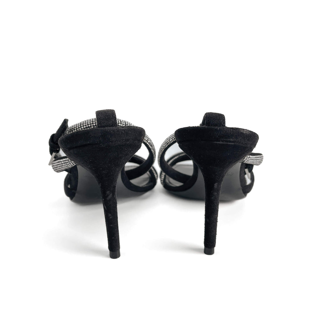 Second hand Louis Vuitton Suede Sandals 37 STRASS Black - Tabita Bags