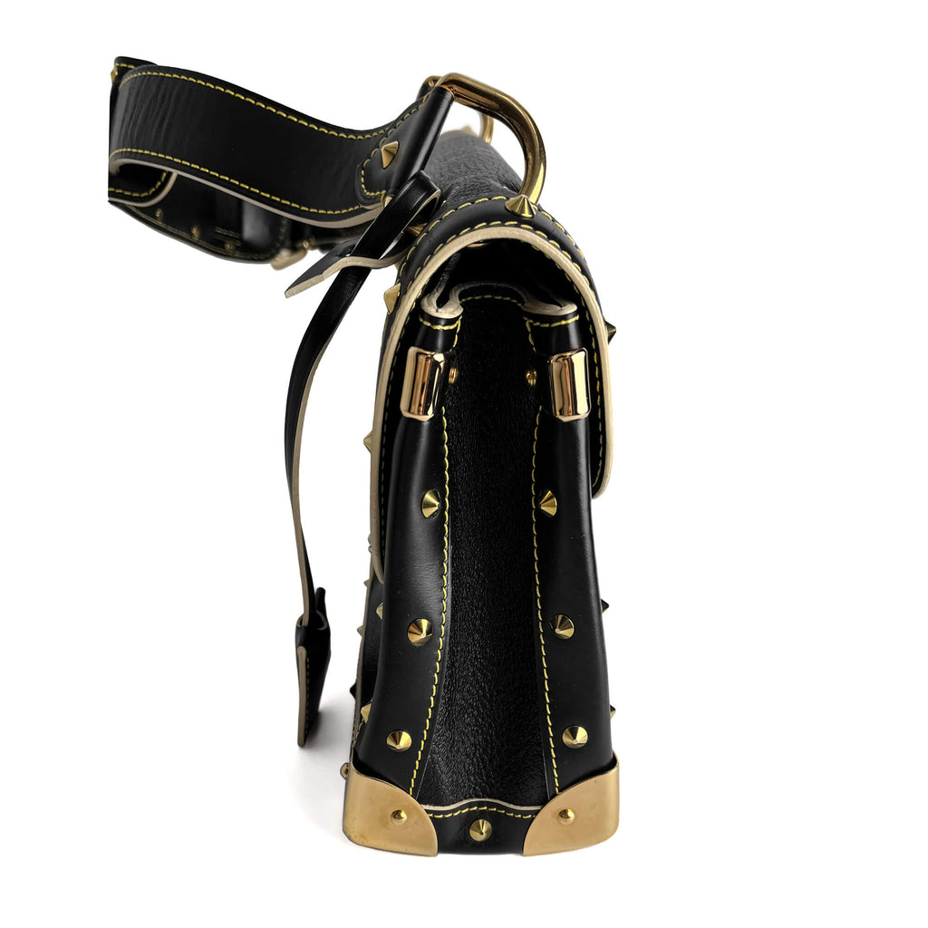 Second hand Louis Vuitton Suhali Leather Flap Shoulder Bag Black - Tabita Bags