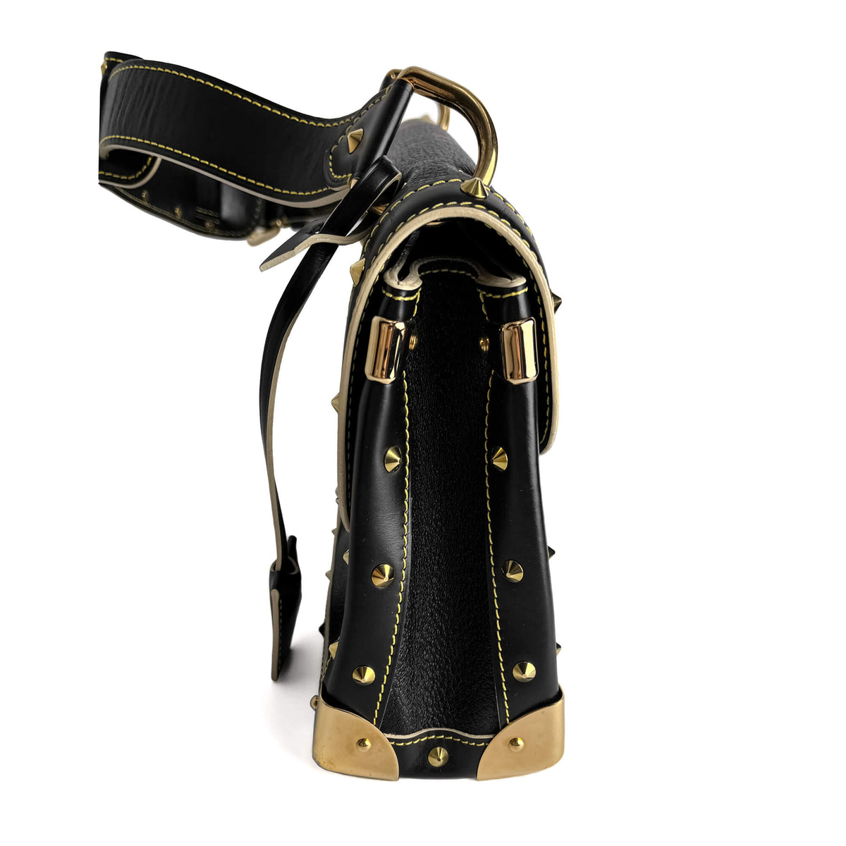Second hand Louis Vuitton Suhali Leather Flap Shoulder Bag Black - Tabita Bags