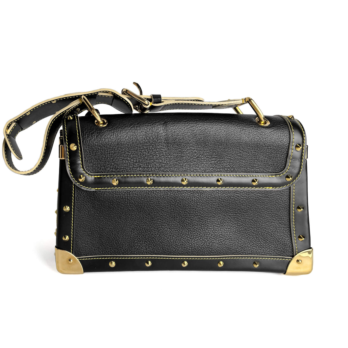 Second hand Louis Vuitton Suhali Leather Flap Shoulder Bag Black - Tabita Bags