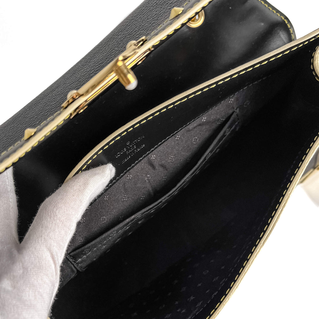 Second hand Louis Vuitton Suhali Leather Flap Shoulder Bag Black - Tabita Bags