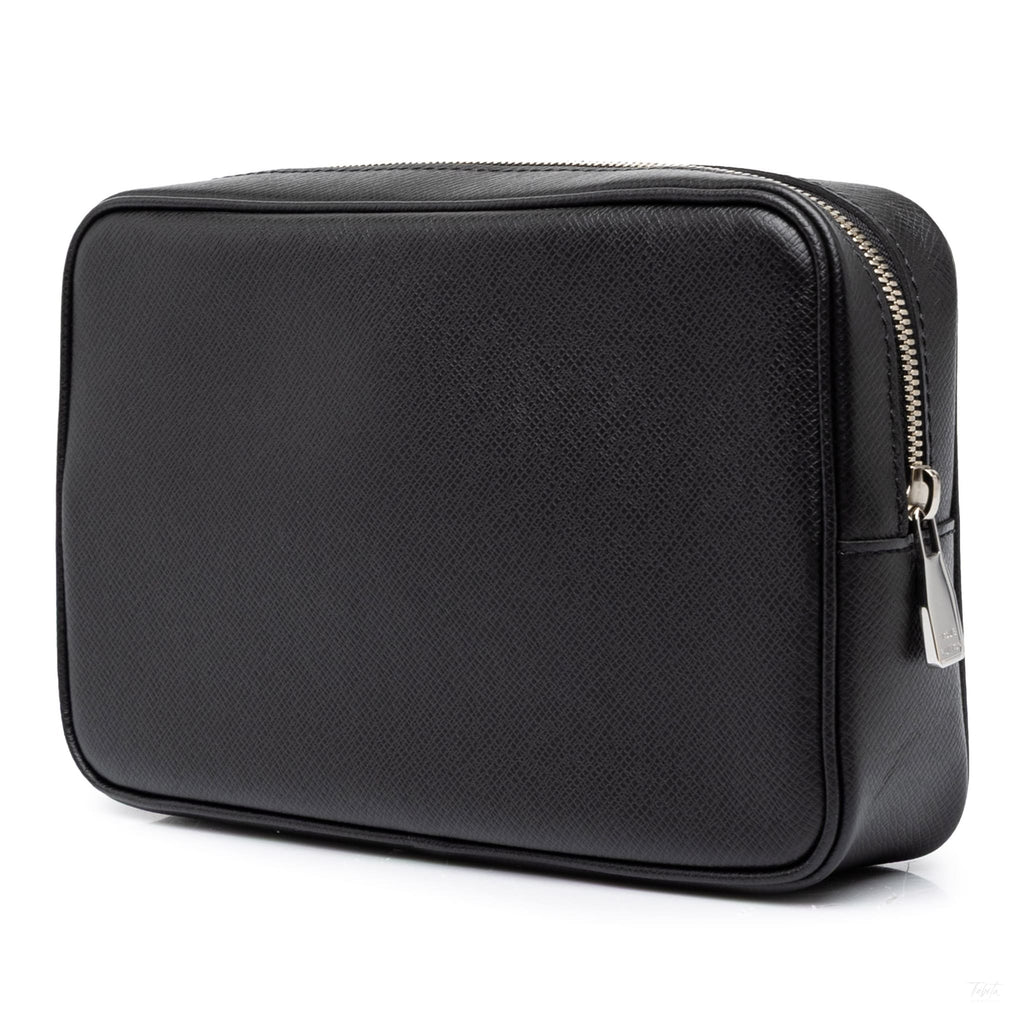 Second hand Louis Vuitton Taiga Leather Kasai Pochette Handbag Black - Tabita Bags