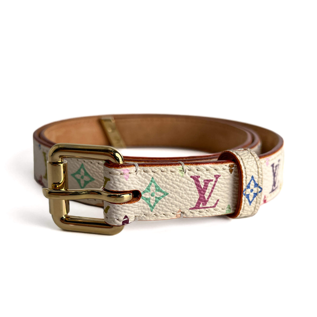 Second hand Louis Vuitton Thin Belt Murakami Canvas 80/32 Multicolor - Tabita Bags